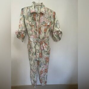 LENA Women's Floral Multicolor Jumpsuit Zip front Short Sleeve Spring / Summer S